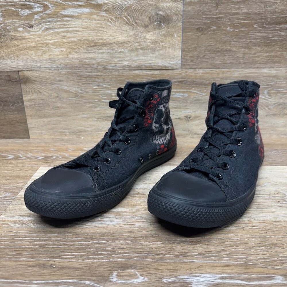 Raad Shop Black Canvas Skulls and Roses High Top Sneakers Men's Size 12